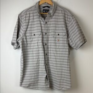 Carhartt Men's Casual Gray Striped Shirt Loose Fit Size XL